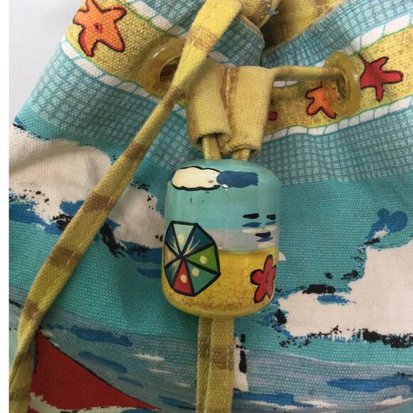 Anne Ormsby Sun n Sand Barrel style Drawstring Beach Bag - Picture 8 of 12